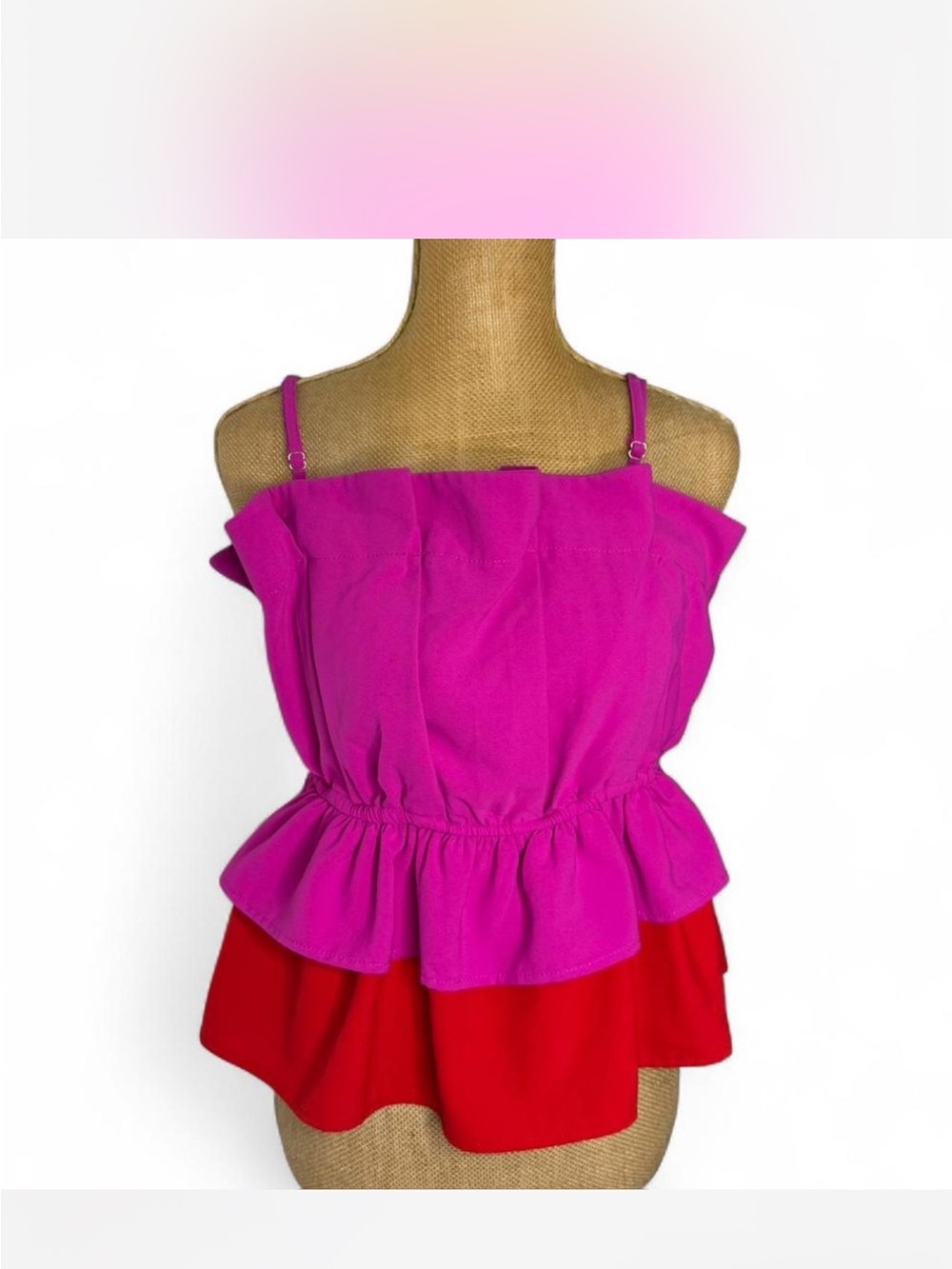 TCEC Pink & Red Layered Ruffle Camisole